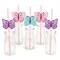 Big Dot of Happiness Beautiful Butterfly - Paper Straw Decor - Floral Baby Shower or Birthday Party Striped Decorative Straws - Set of 24